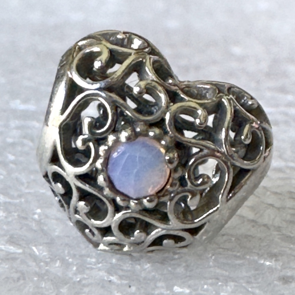 Authentic Pandora Sterling Silver SIGNATURE HEART October Charm #79178NOP - Picture 2 of 5